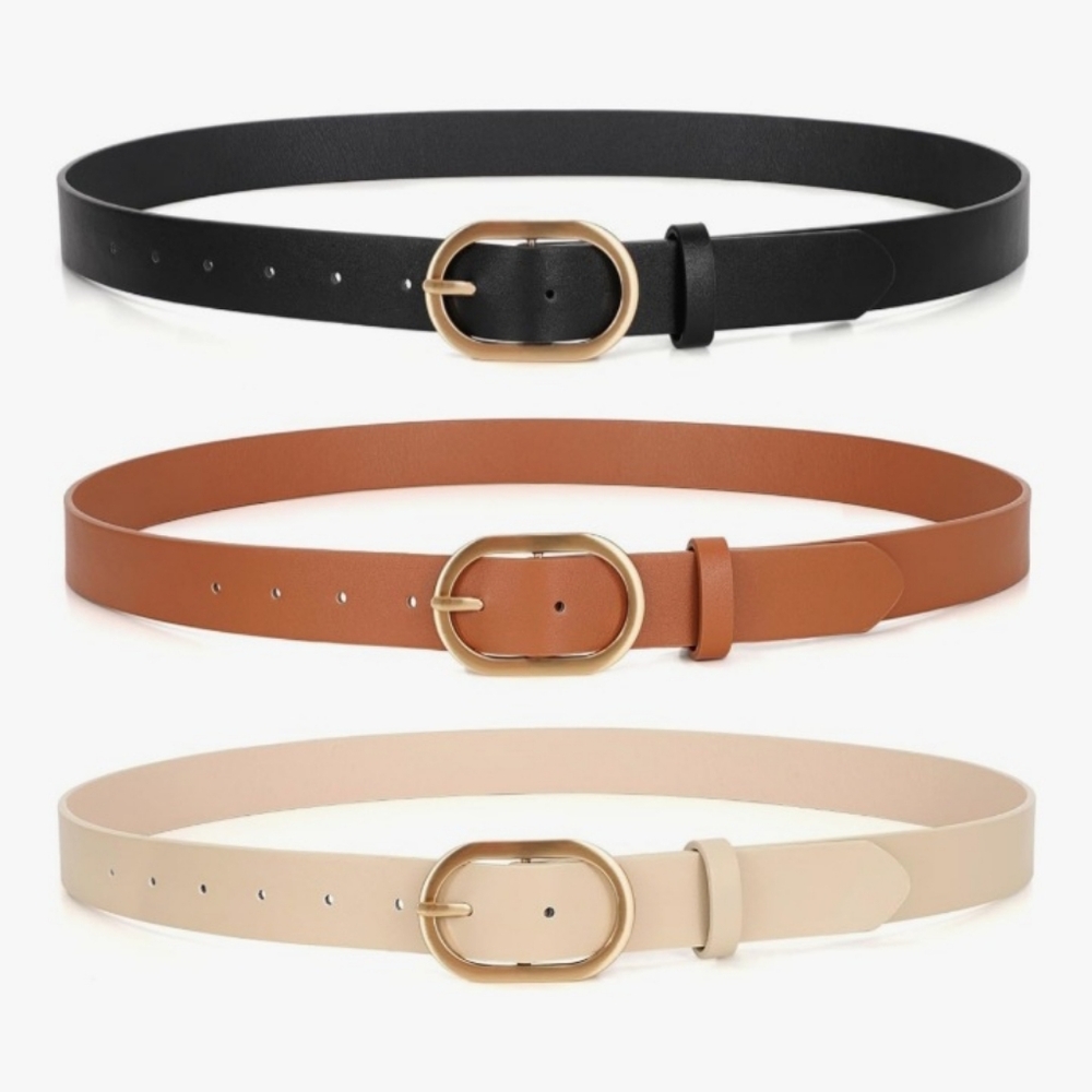 XZQTIVE 3 Pack Women's Belt Set - Black, Brown, and Cream Sz.XXXL NWOT